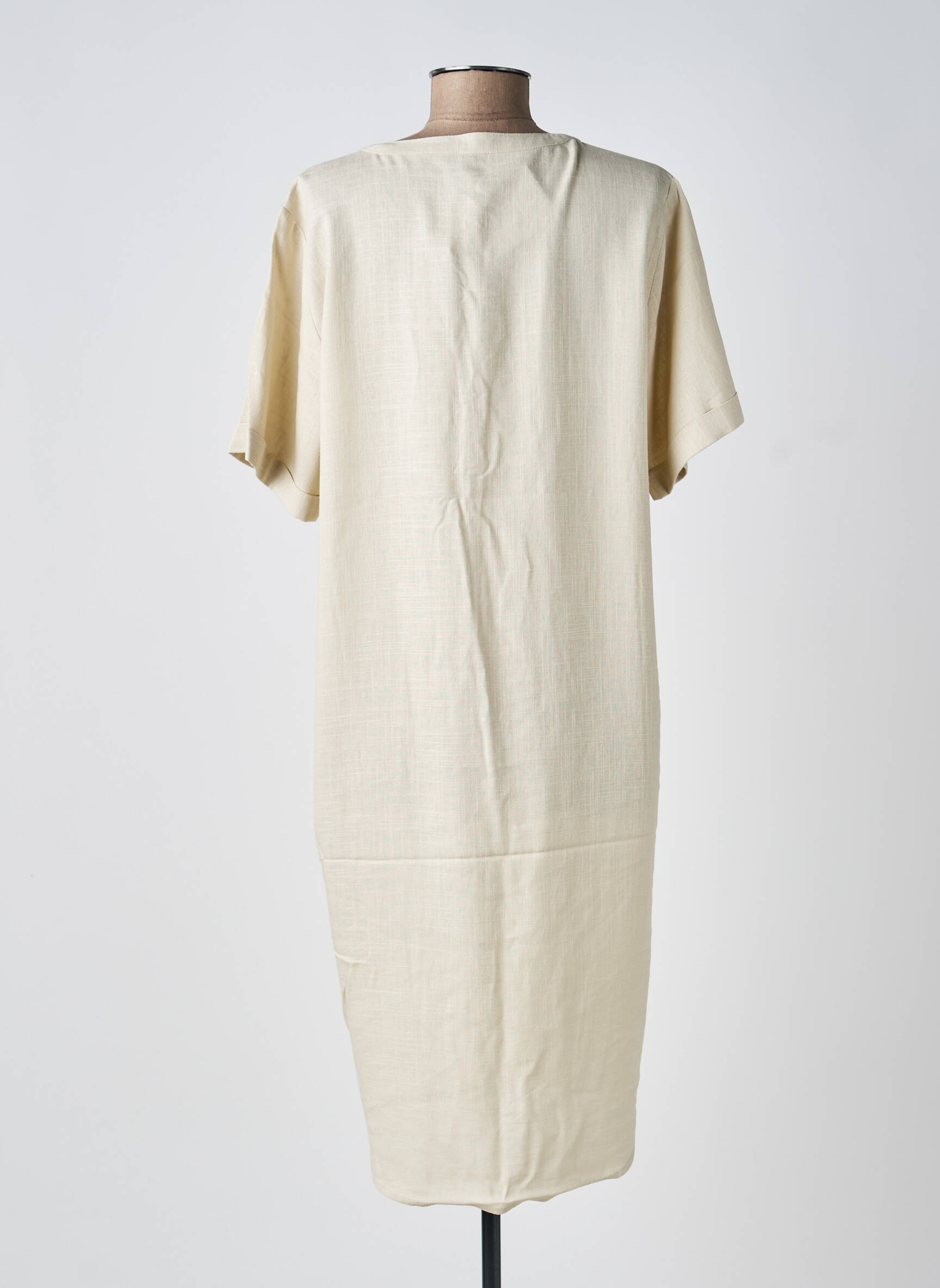 Rochie midi țesătură crep mâneci scurte bej SOYACONCEPT femeie