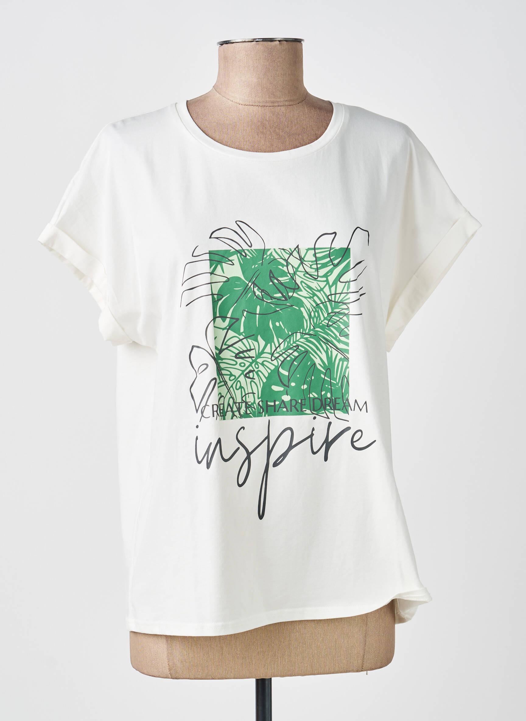 Tricou croială dreaptă mâneci scurte bej SOYACONCEPT femeie