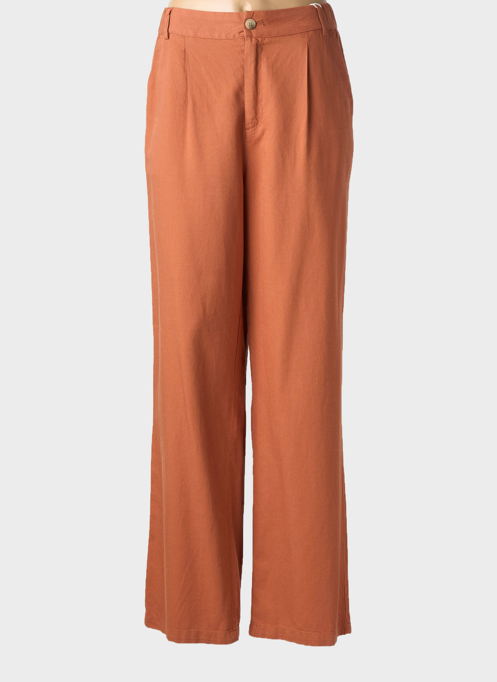 Pantalon drept talie elastică portocalie C'EST BEAU LA VIE femeie