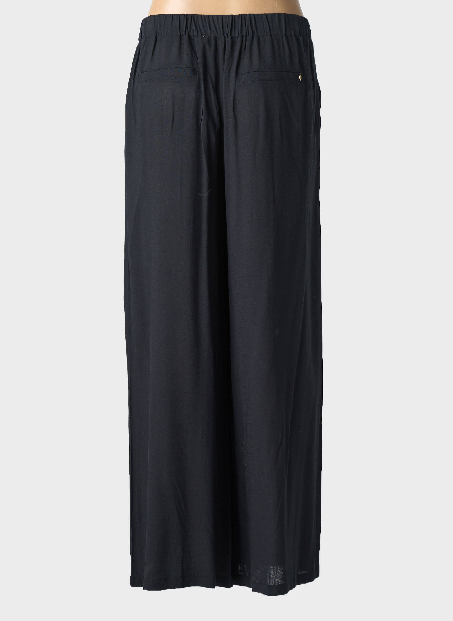 Pantalon larg țesătură poplin mărime normală negru ÉTYMOLOGIE femeie