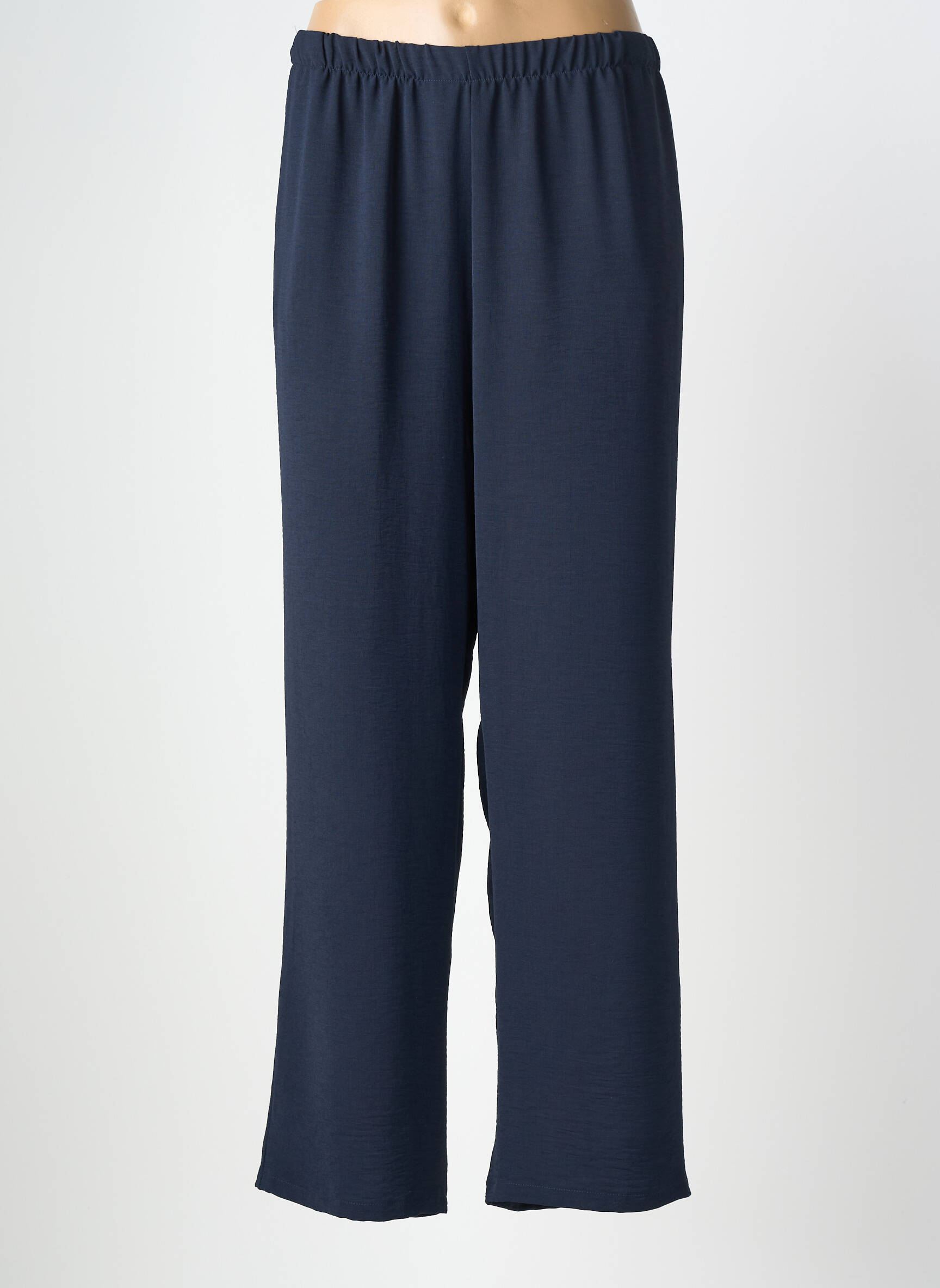 Pantalon drept țesătură crep mărime normală albastru AZAY femeie