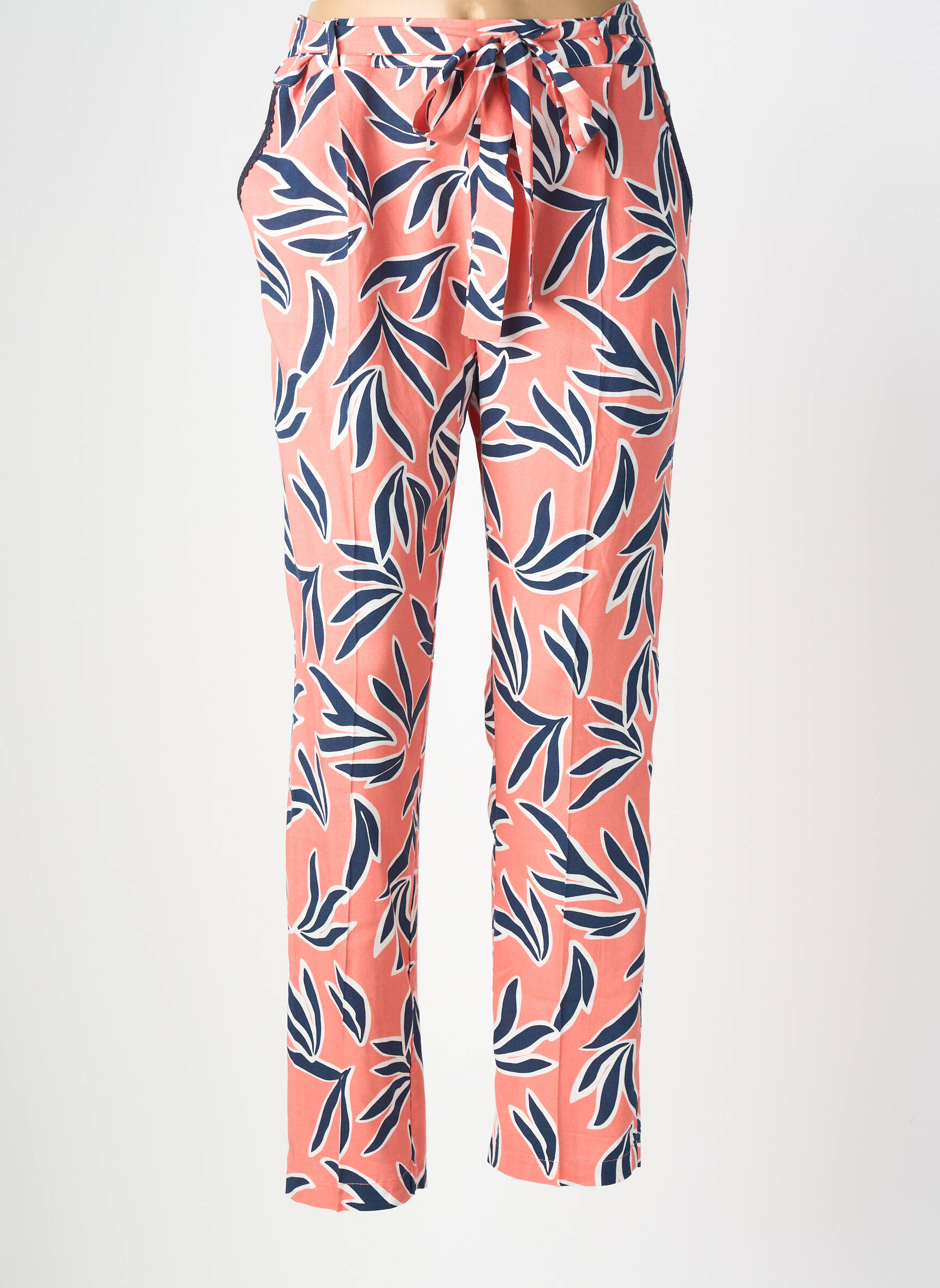 Pantalon slim talie elastică mărime normală roz ÉTYMOLOGIE femeie