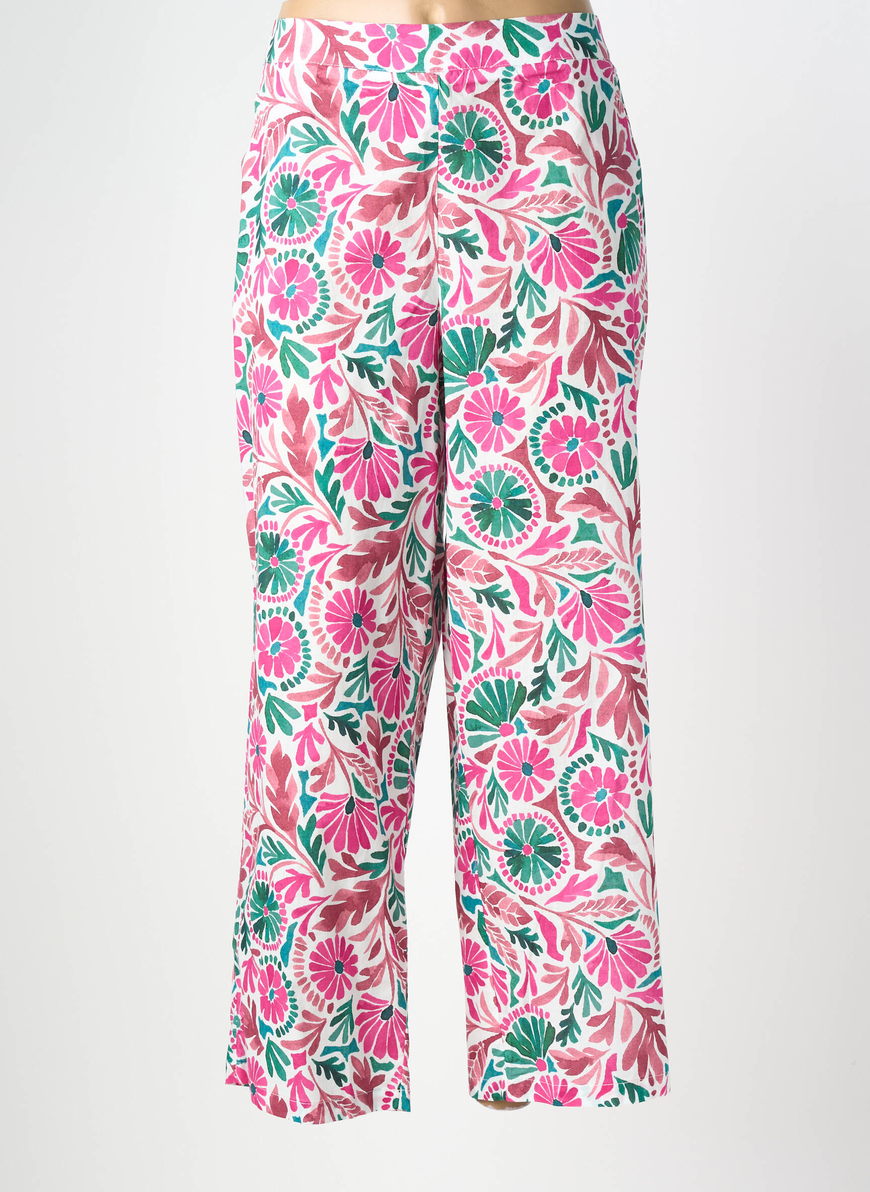 Pantalon drept țesătură poplin mărime normală roz C'EST BEAU LA VIE femeie