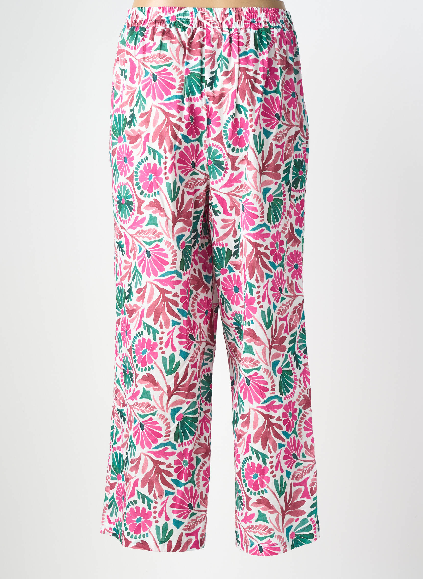 Pantalon drept țesătură poplin mărime normală roz C'EST BEAU LA VIE femeie