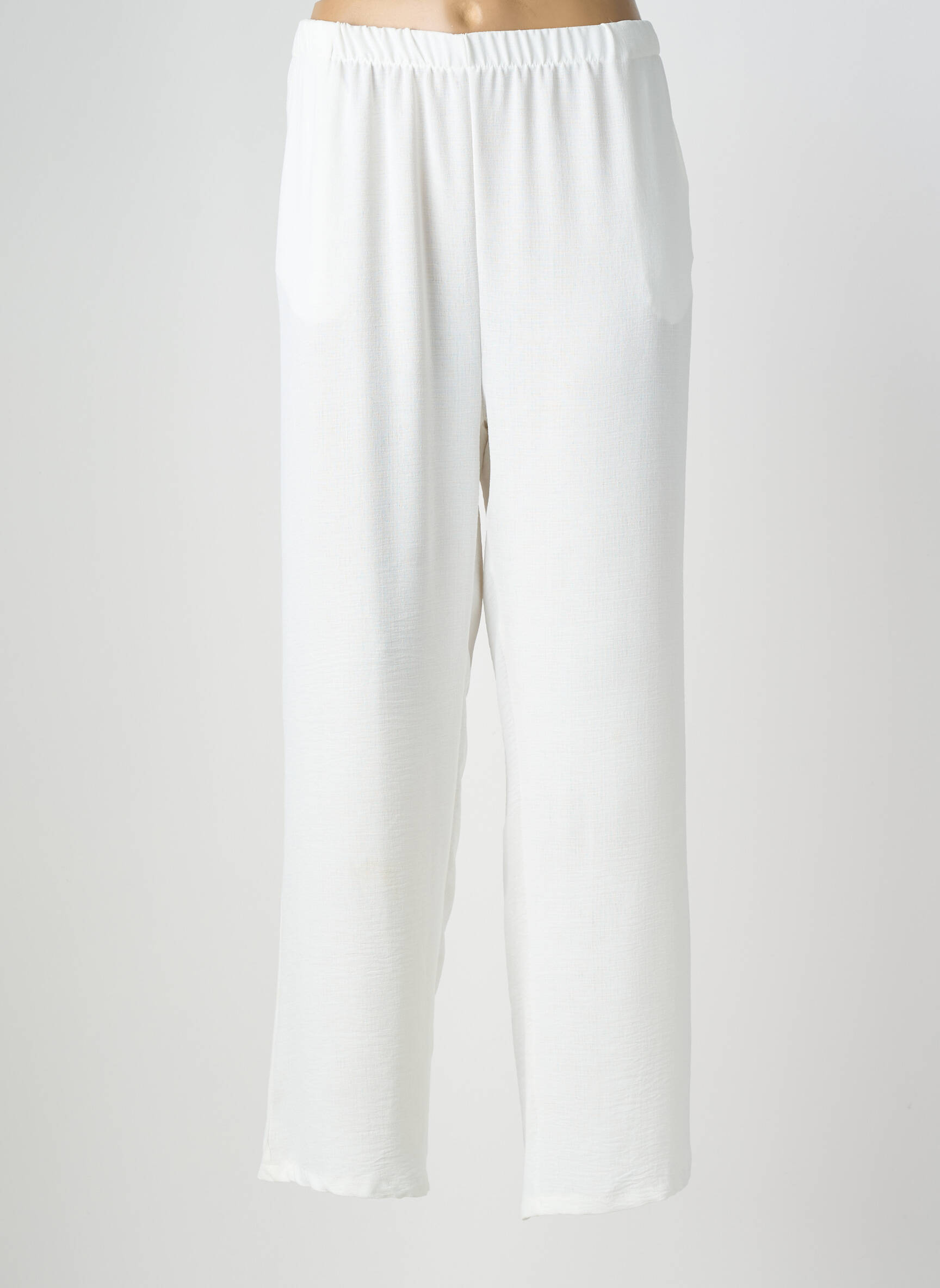 Pantalon drept țesătură crep mărime normală alb AZAY femeie