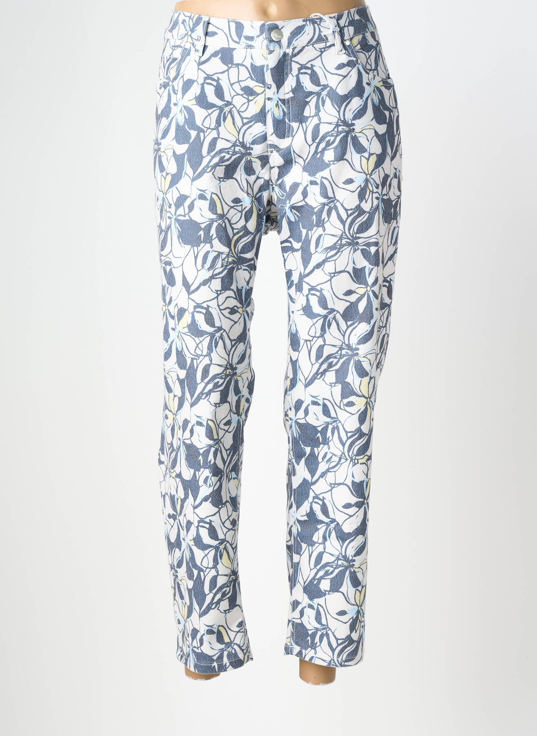 Pantalon slim țesătură poplin mărime normală gri ANNA MONTANA femeie