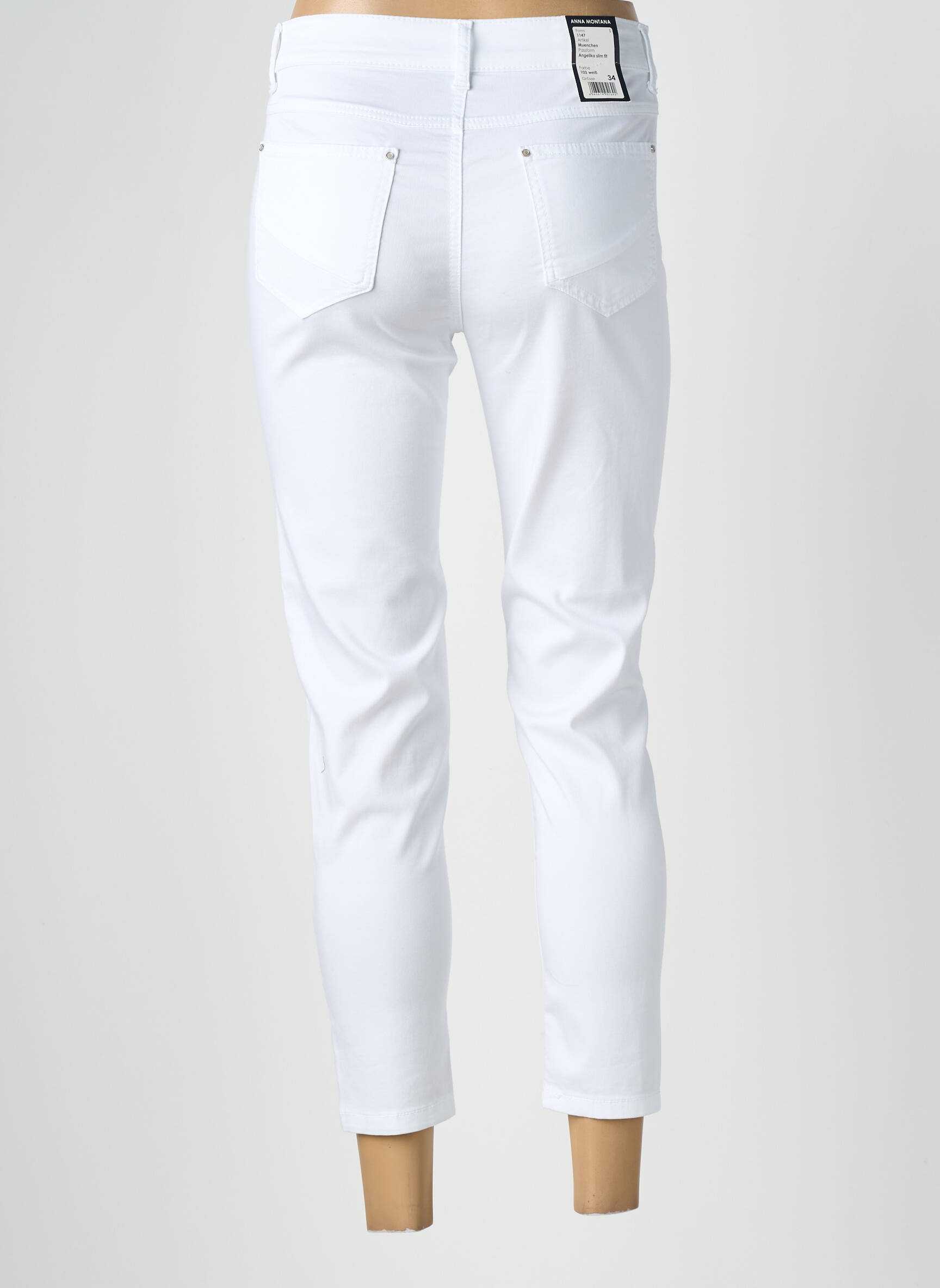 Pantalon 7/8 elasticitate mărime normală alb ANNA MONTANA femeie