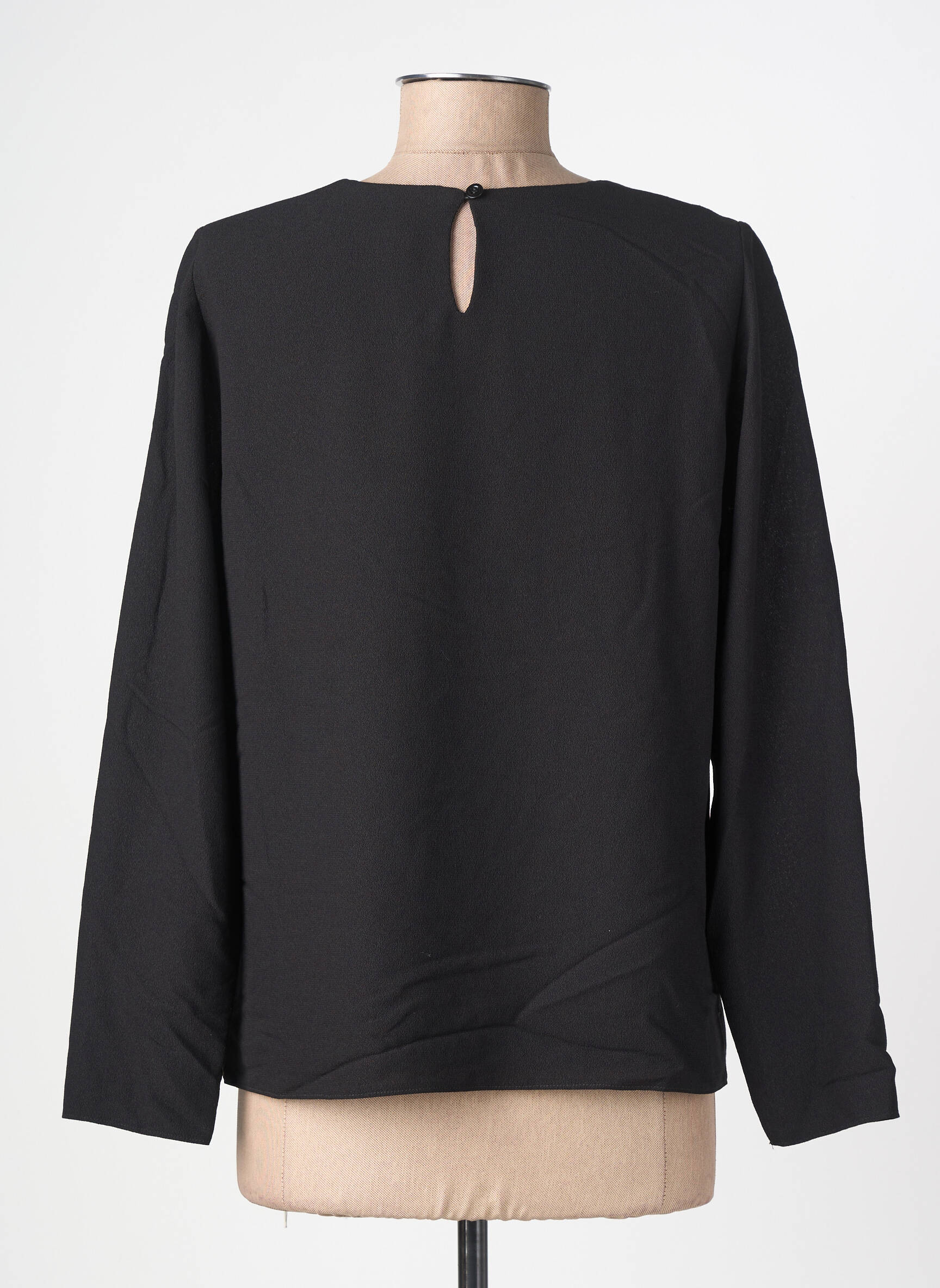 Top țesătură crep mâneci lungi negru GUY DUBOUIS femeie