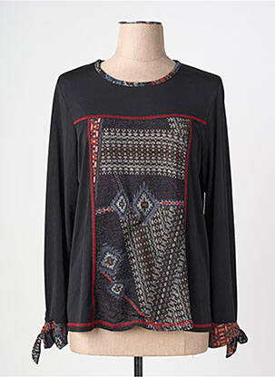Top elasticitate mâneci lungi negru GRIFFON femeie