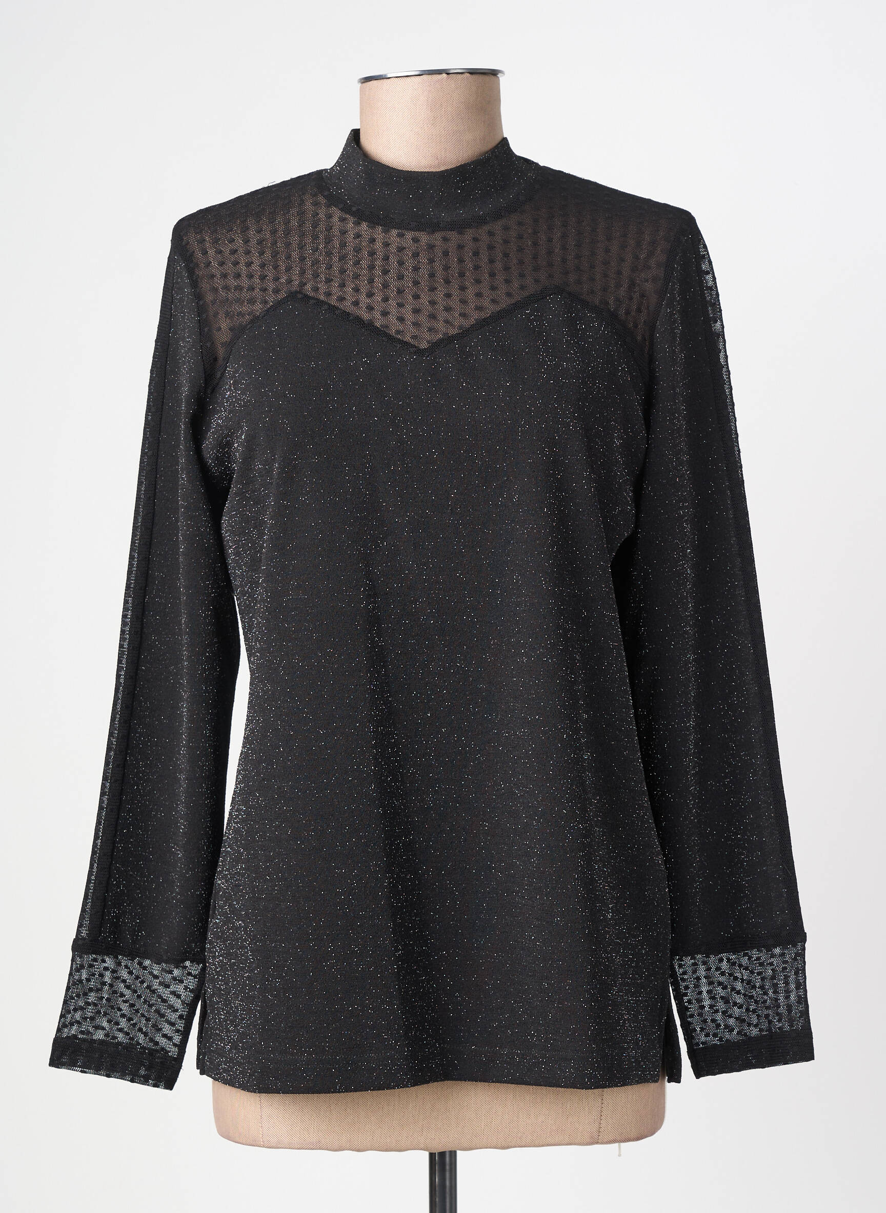 Top elasticitate mâneci lungi negru MERI & ESCA femeie