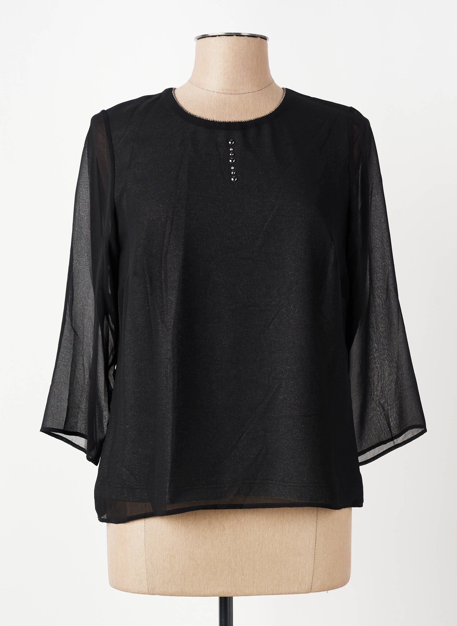 Top croială fluidă mâneci 3/4 negru GUY DUBOUIS femeie
