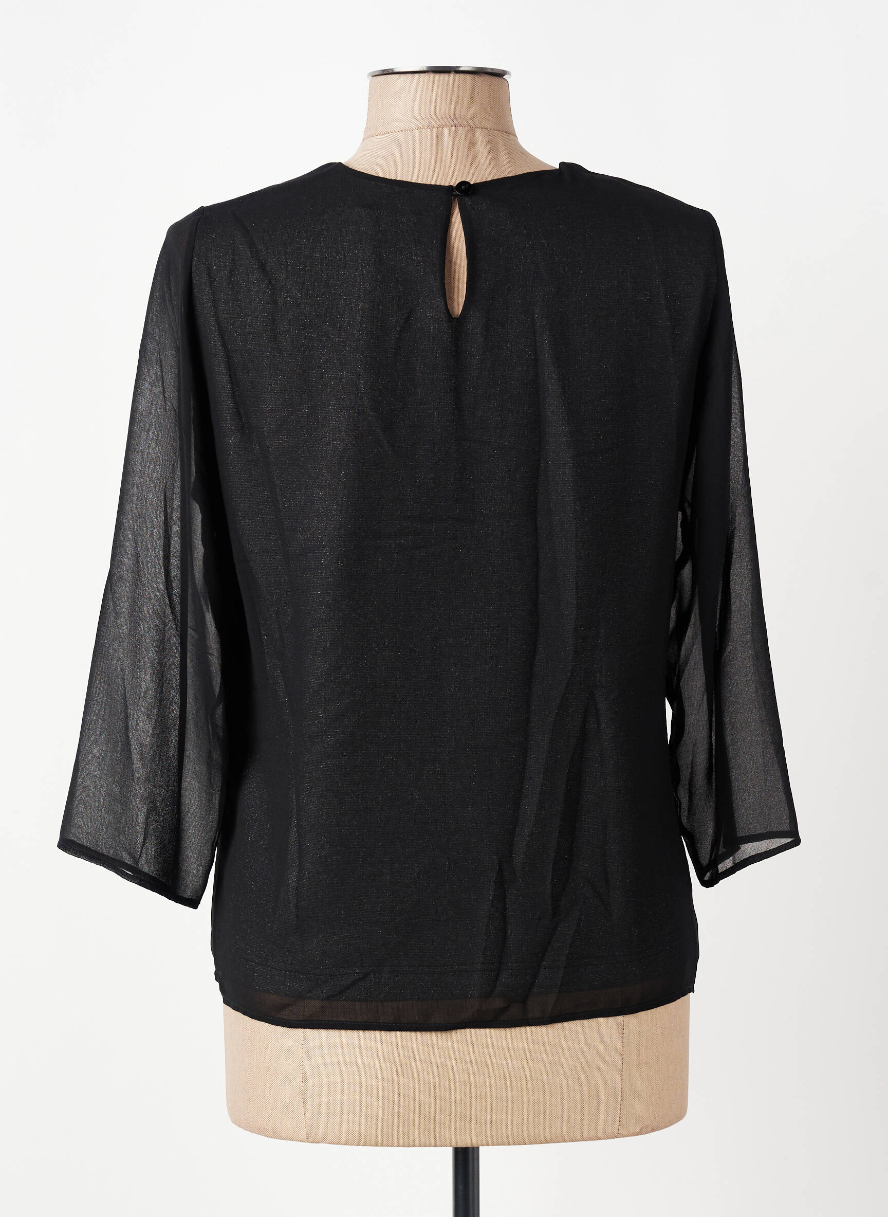 Top croială fluidă mâneci 3/4 negru GUY DUBOUIS femeie