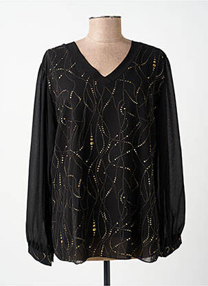 Bluză manșete cu nasturi și deschidere mâneci lungi negru COULEURS DU TEMPS femeie