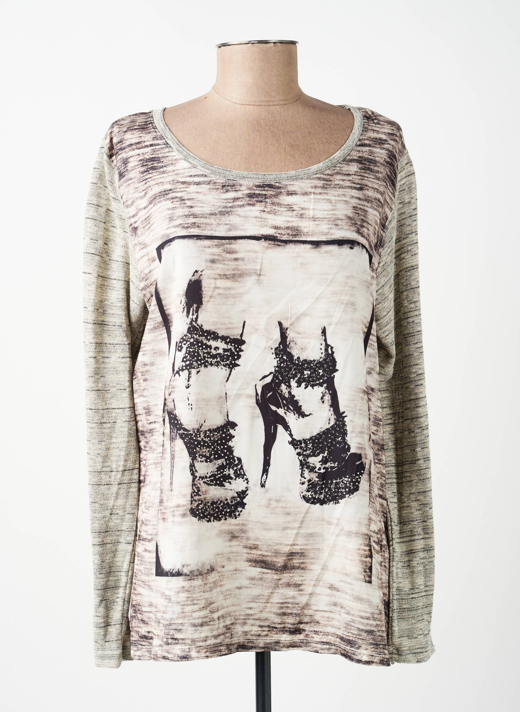 Tricou mâneci lungi mâneci lungi gri MERI & ESCA femeie