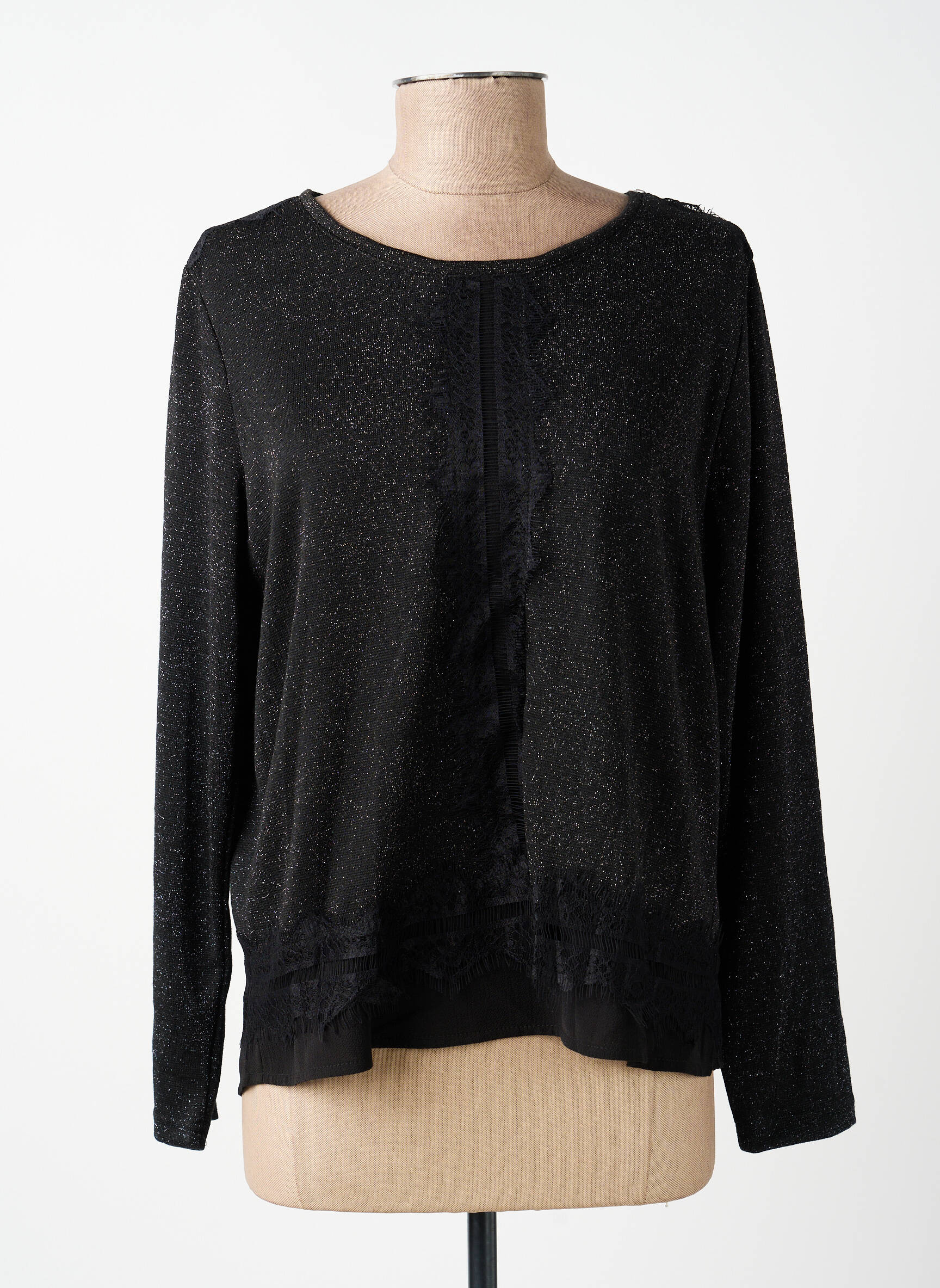 Top elasticitate mâneci lungi negru MERI & ESCA femeie