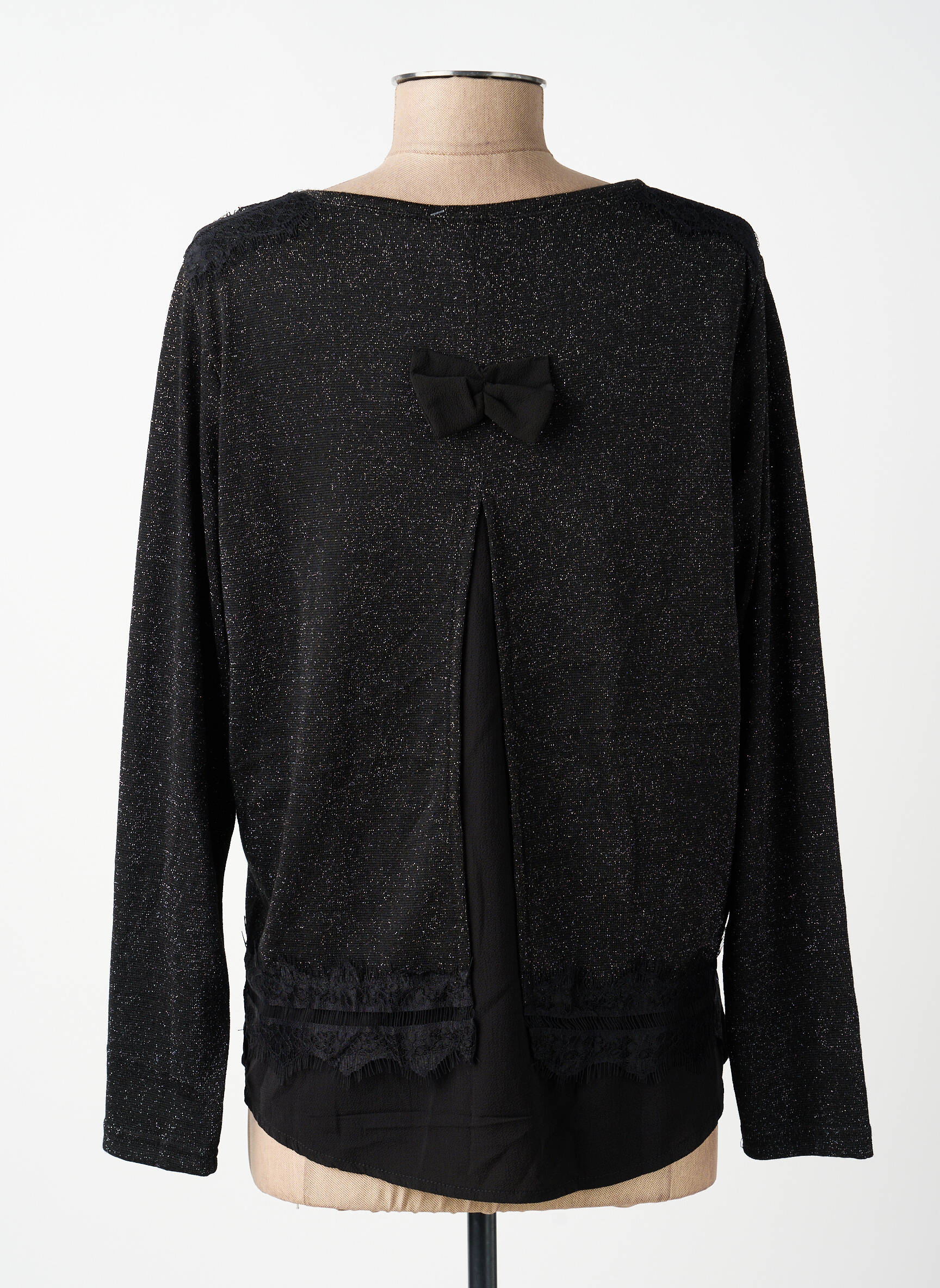 Top elasticitate mâneci lungi negru MERI & ESCA femeie