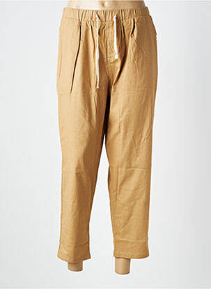 Pantalon 7/8 talie elastică mărime normală maro WORLD FASHION femeie