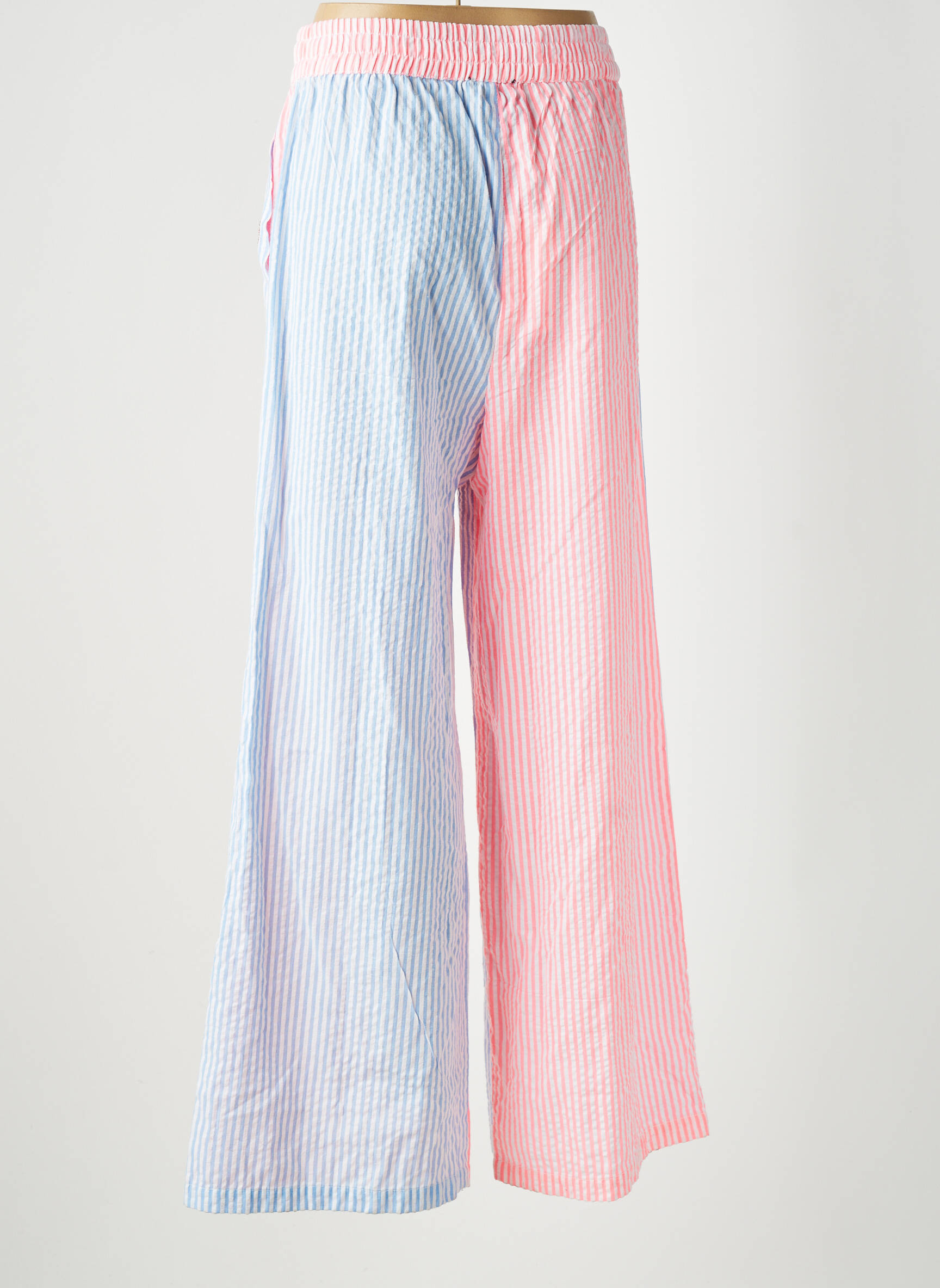 Pantalon larg țesătură poplin mărime normală roz GOLD&SILVER PARIS femeie