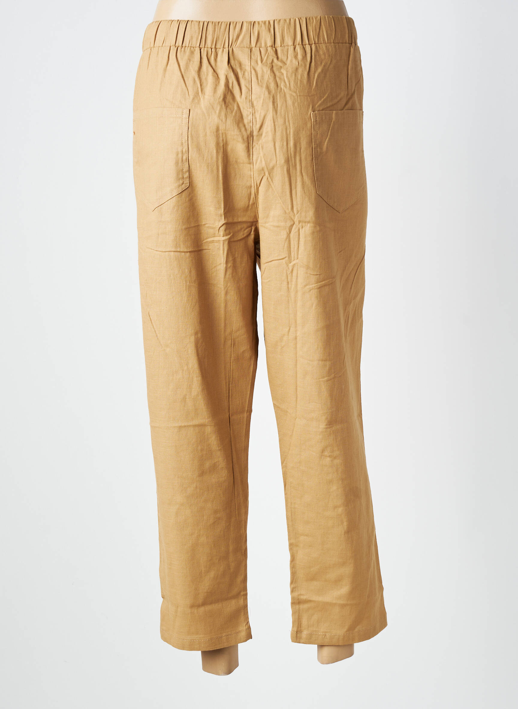 Pantalon 7/8 talie elastică mărime normală maro WORLD FASHION femeie