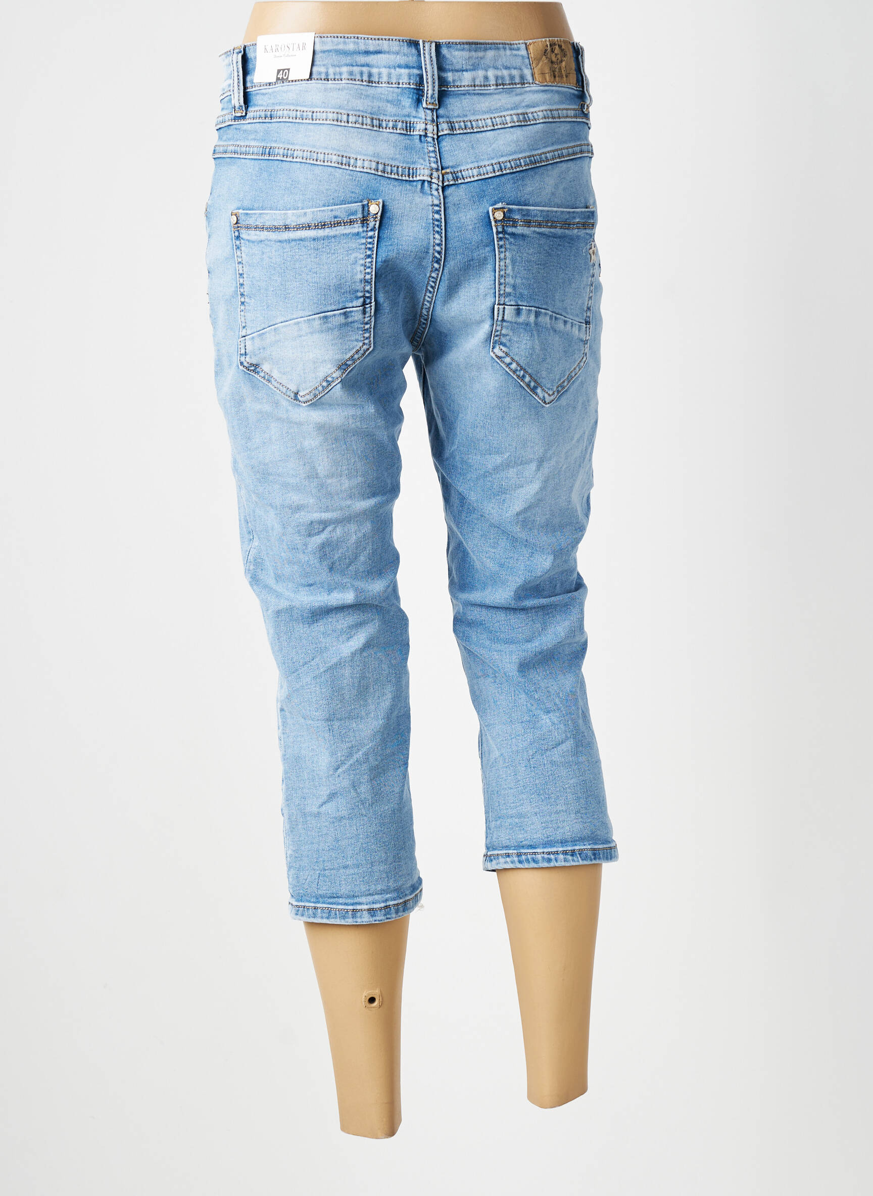 Pantalon trei sferturi elasticitate mărime normală albastru KAROSTAR femeie