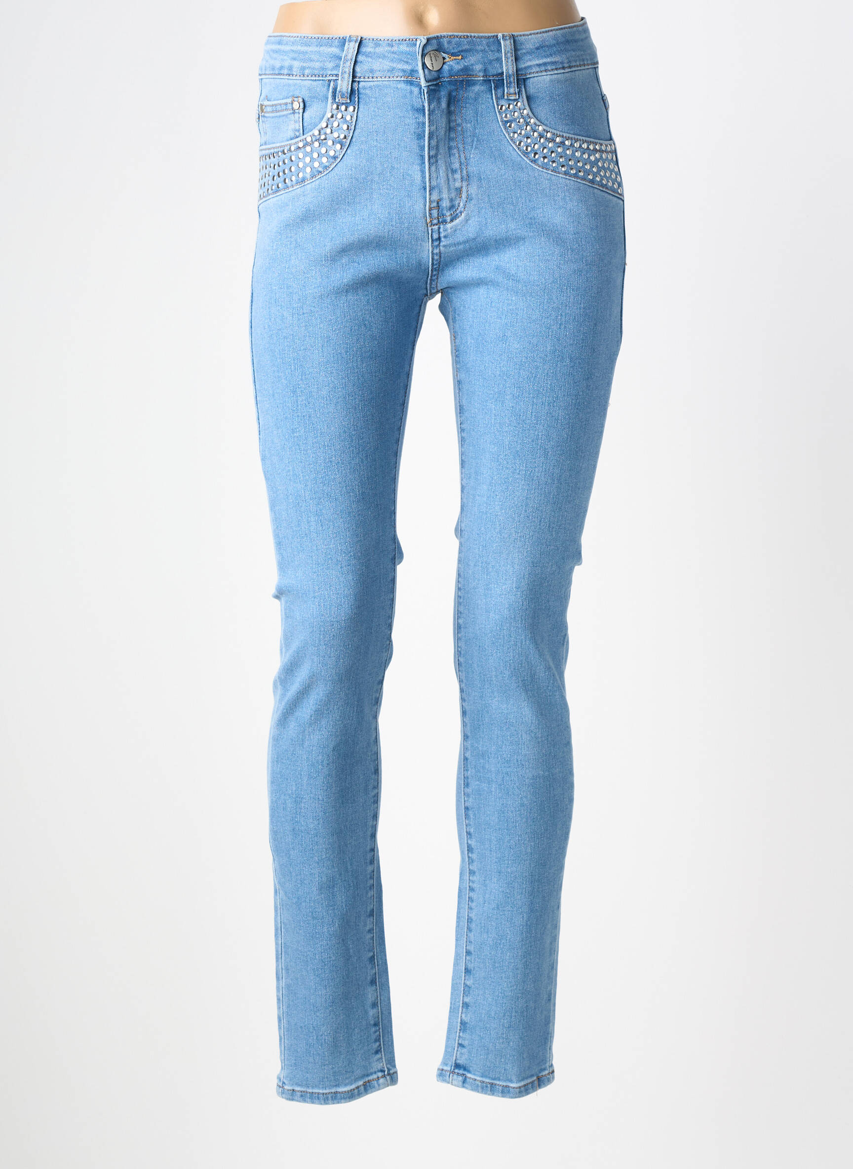 Blugi cu croială slim elasticitate mărime normală albastru B.S JEANS femeie