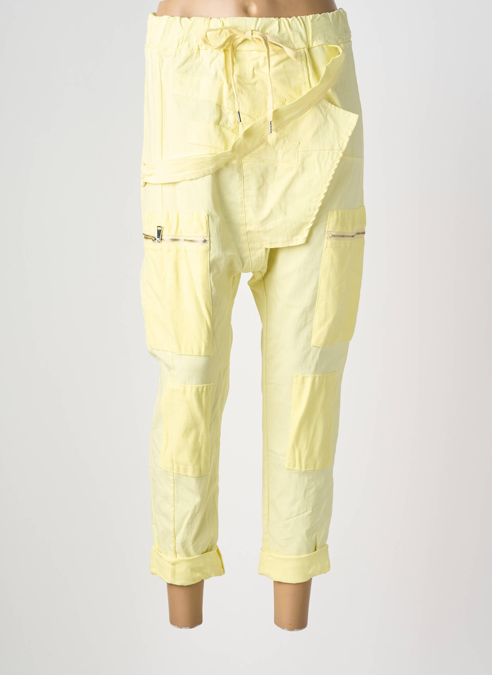 Pantalon 7/8 elasticitate mărime normală galben NEW COLLECTION femeie
