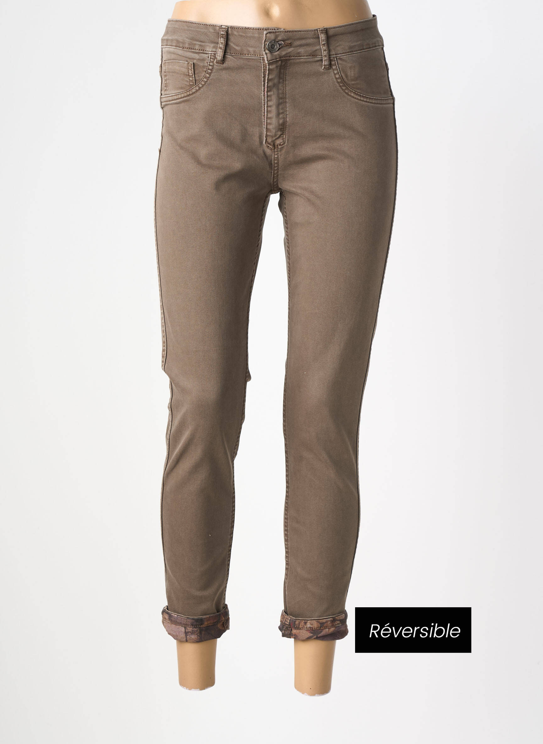 Pantalon slim elasticitate mărime normală verde MAISON ONADO femeie