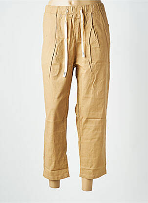 Pantalon 7/8 talie elastică mărime normală maro WORLD FASHION femeie