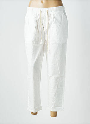 Pantalon 7/8 talie elastică mărime normală alb WORLD FASHION femeie
