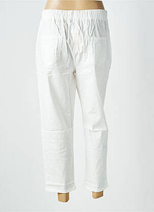 Pantalon 7/8 talie elastică mărime normală alb WORLD FASHION femeie