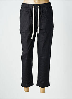 Pantalon 7/8 talie elastică mărime normală negru WORLD FASHION femeie