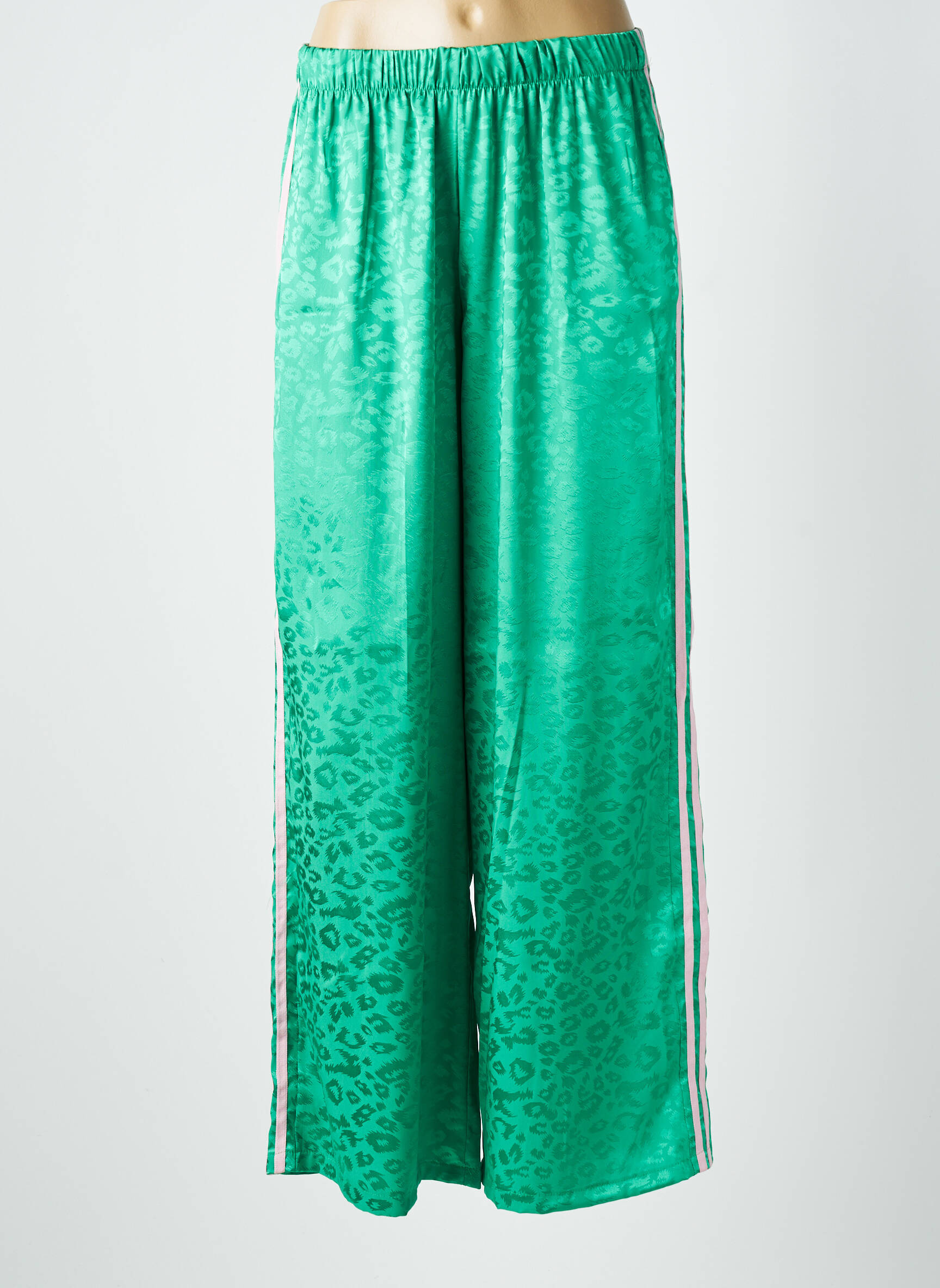 Pantalon larg croială fluidă mărime normală verde AMY&CLO femeie