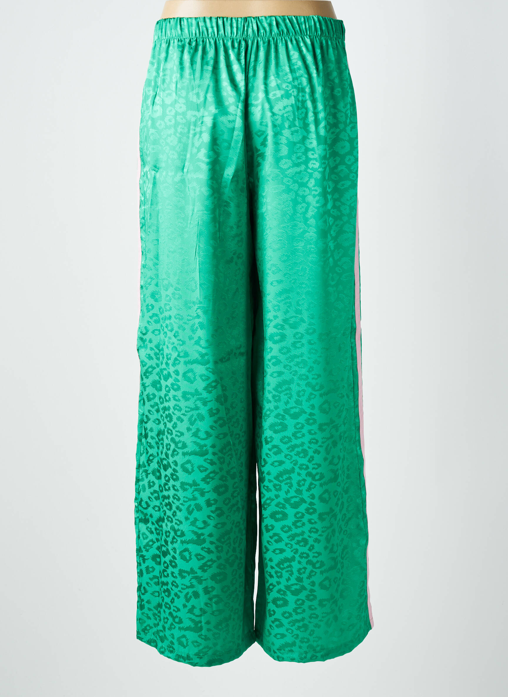 Pantalon larg croială fluidă mărime normală verde AMY&CLO femeie