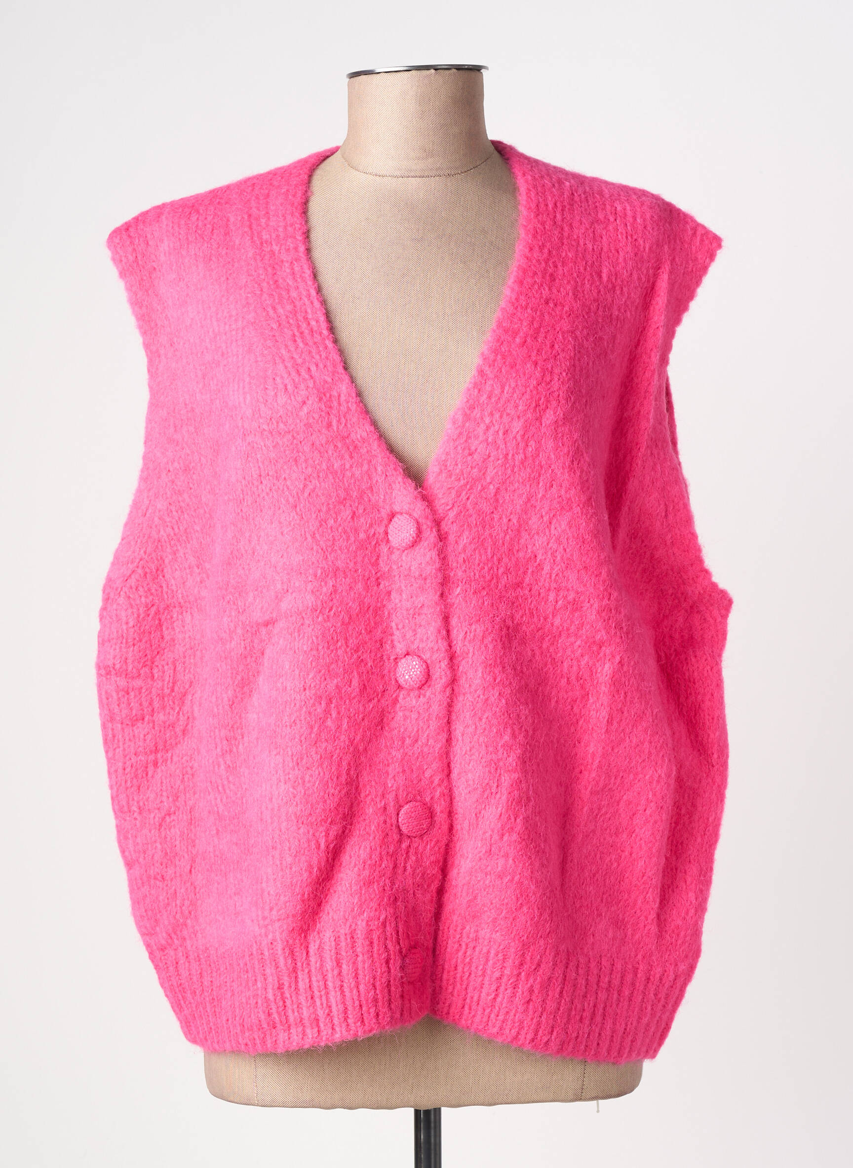 Vestă fără mâneci croială dreaptă roz MINA ROSA femeie