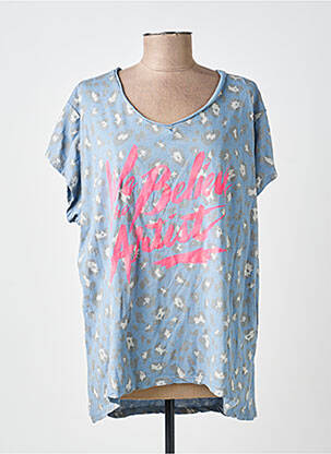 Tricou croială dreaptă mâneci scurte albastru NEW COLLECTION femeie