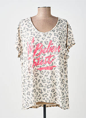 Tricou croială dreaptă mâneci scurte bej NEW COLLECTION femeie