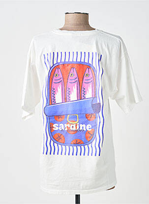 Tricou croială dreaptă mâneci scurte alb POHÊME femeie