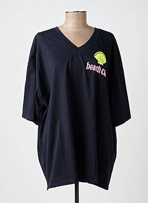 Tricou serigrafie flockată mâneci scurte albastru AMY&CLO femeie