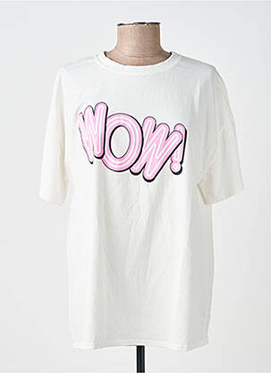 Tricou serigrafie flockată mâneci scurte alb AMY&CLO femeie