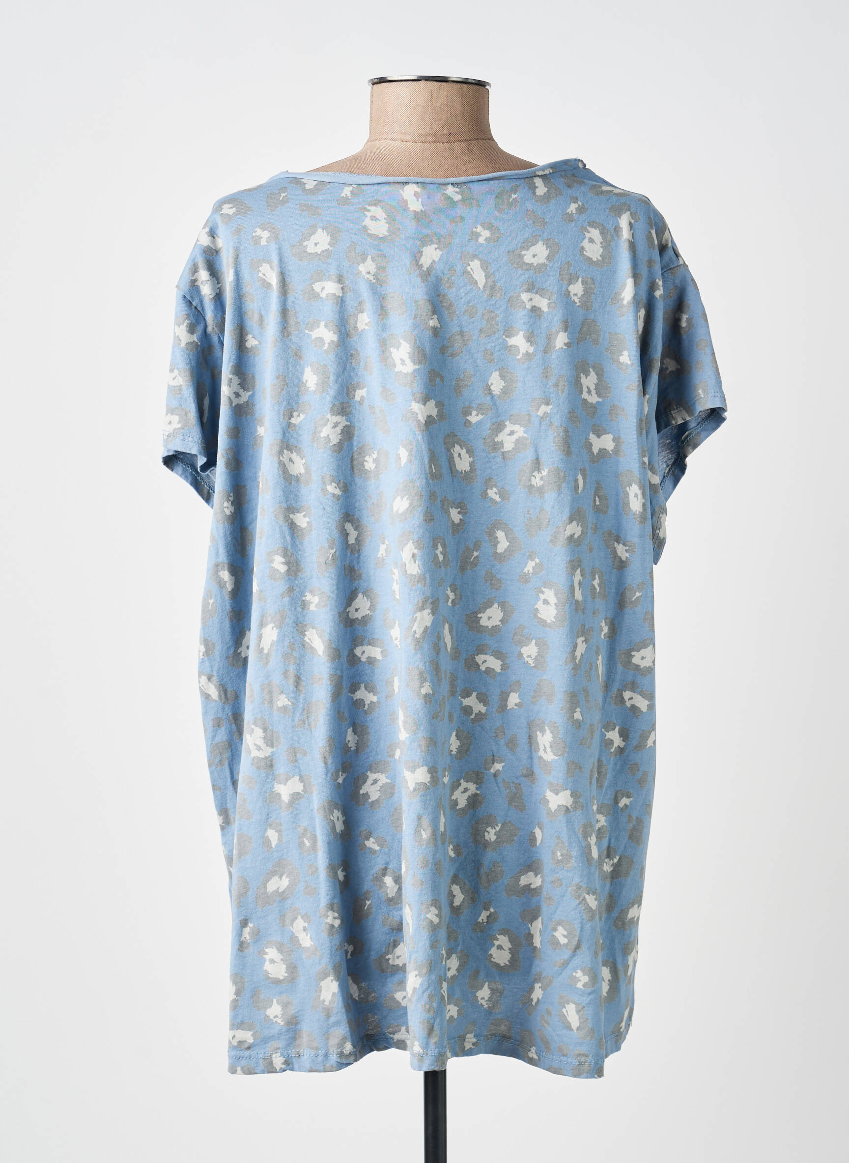 Tricou croială dreaptă mâneci scurte albastru NEW COLLECTION femeie