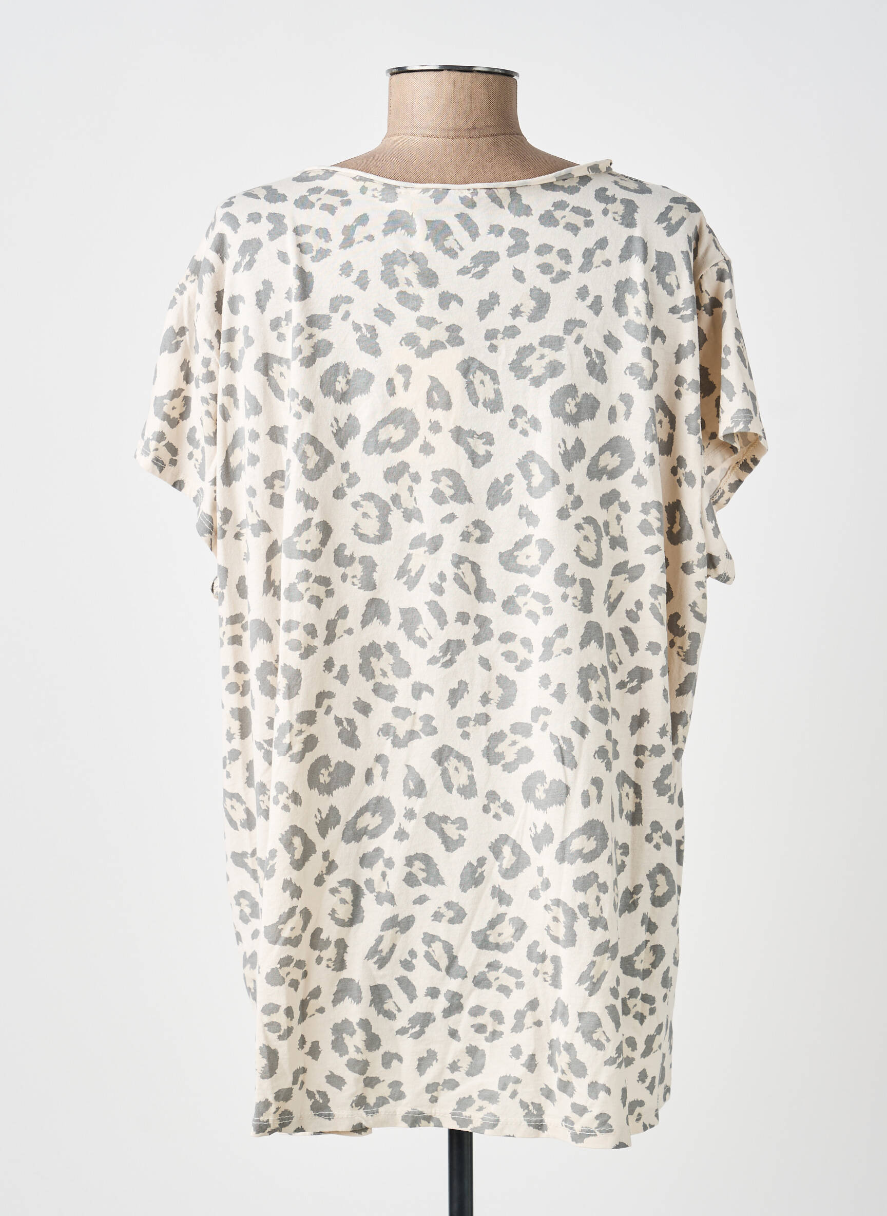 Tricou croială dreaptă mâneci scurte bej NEW COLLECTION femeie