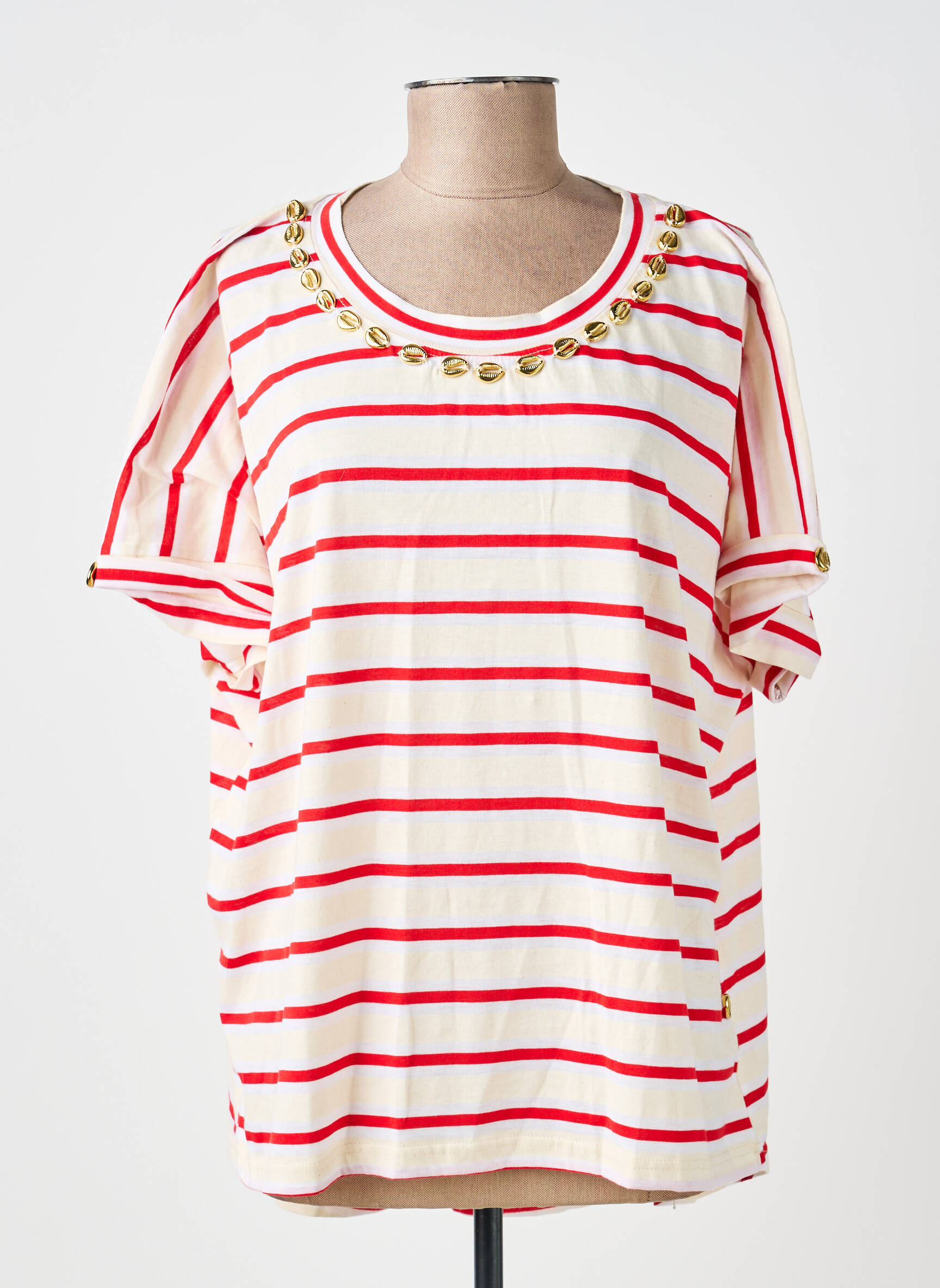 Tricou croială dreaptă mâneci scurte roșu MAISON LIPANOÏ femeie