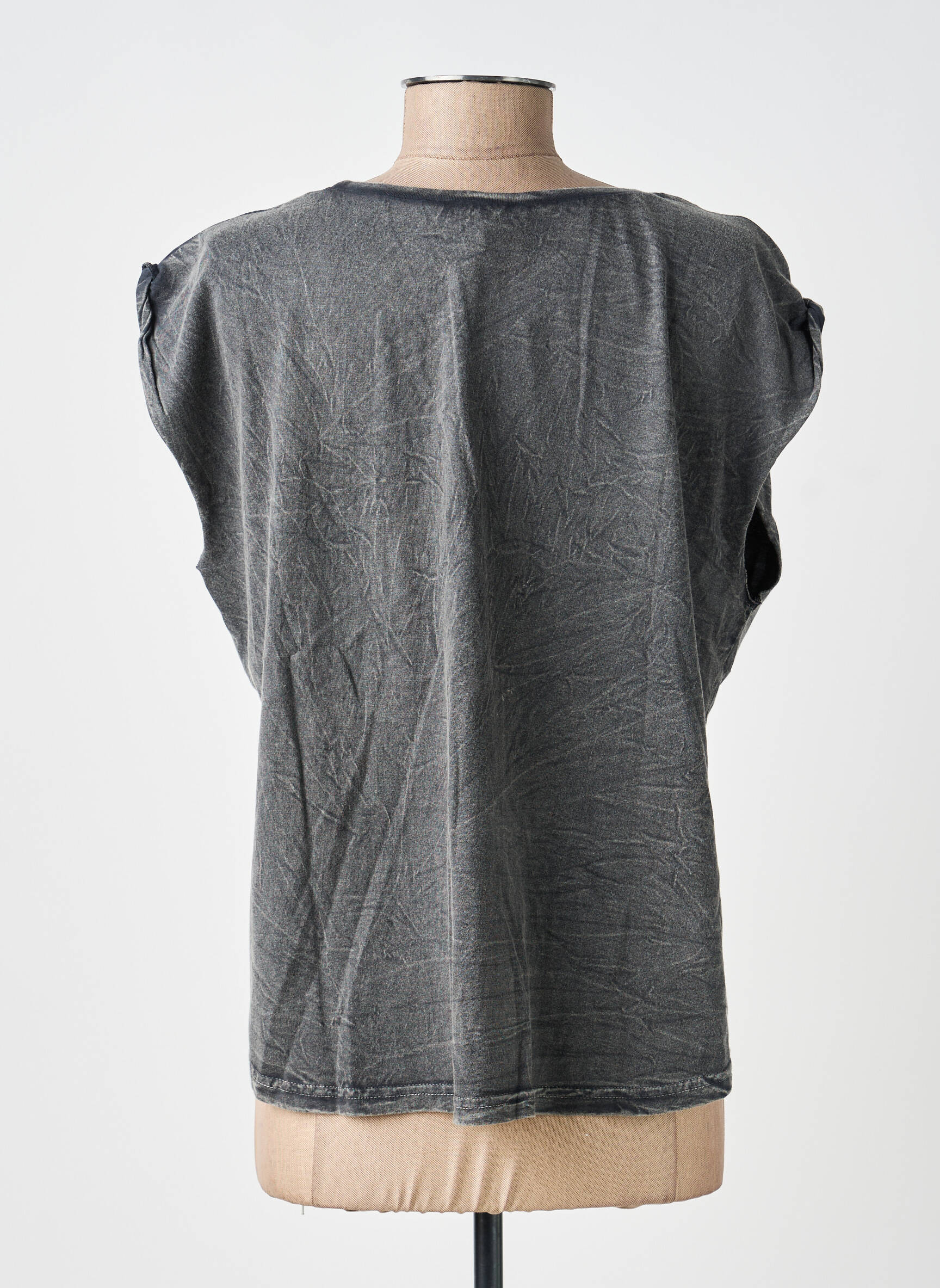 Tricou croială dreaptă mâneci scurte gri GOLD&SILVER PARIS femeie