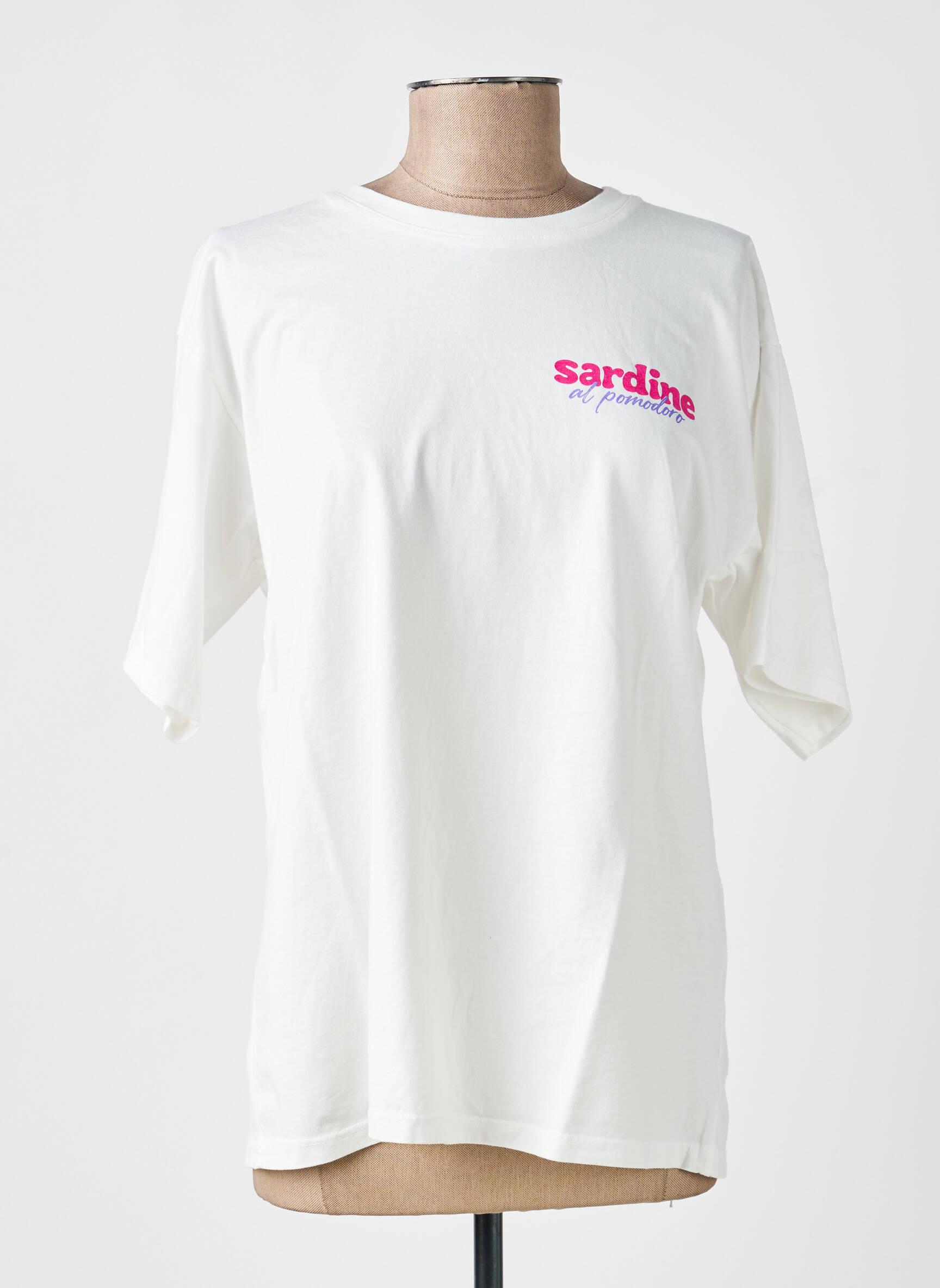Tricou croială dreaptă mâneci scurte alb POHÊME femeie