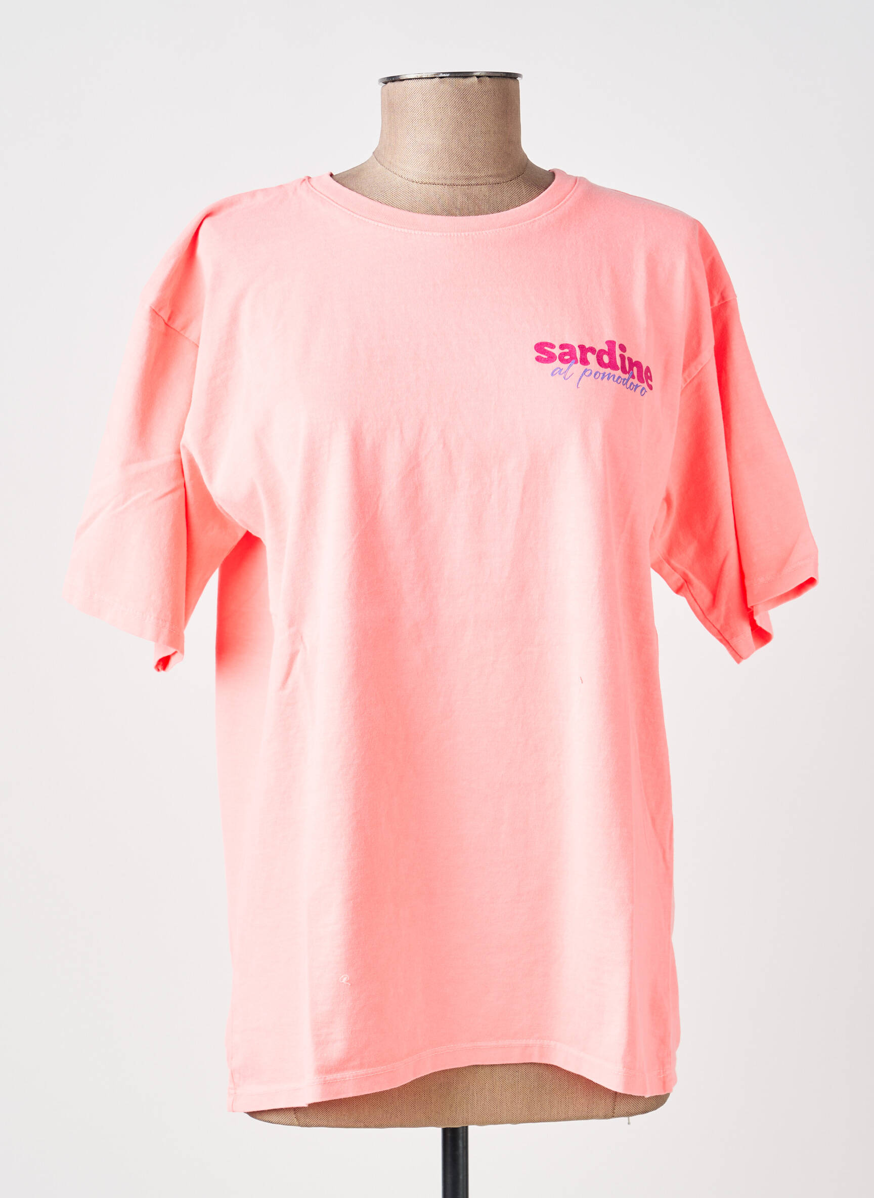 Tricou croială dreaptă mâneci scurte roz POHÊME femeie
