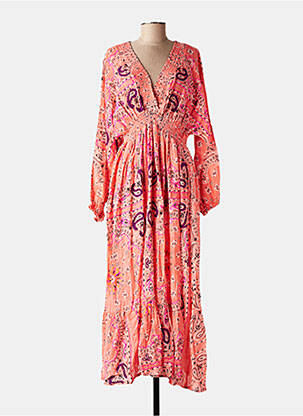 Rochie lungă mâneci lungi mâneci lungi portocalie GOLD&SILVER PARIS femeie