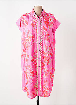 Rochie midi mâneci scurte mâneci scurte roz BIANCA femeie