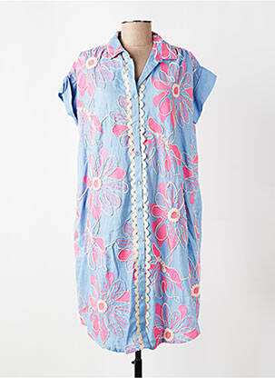 Rochie midi mâneci scurte mâneci scurte albastru BIANCA femeie