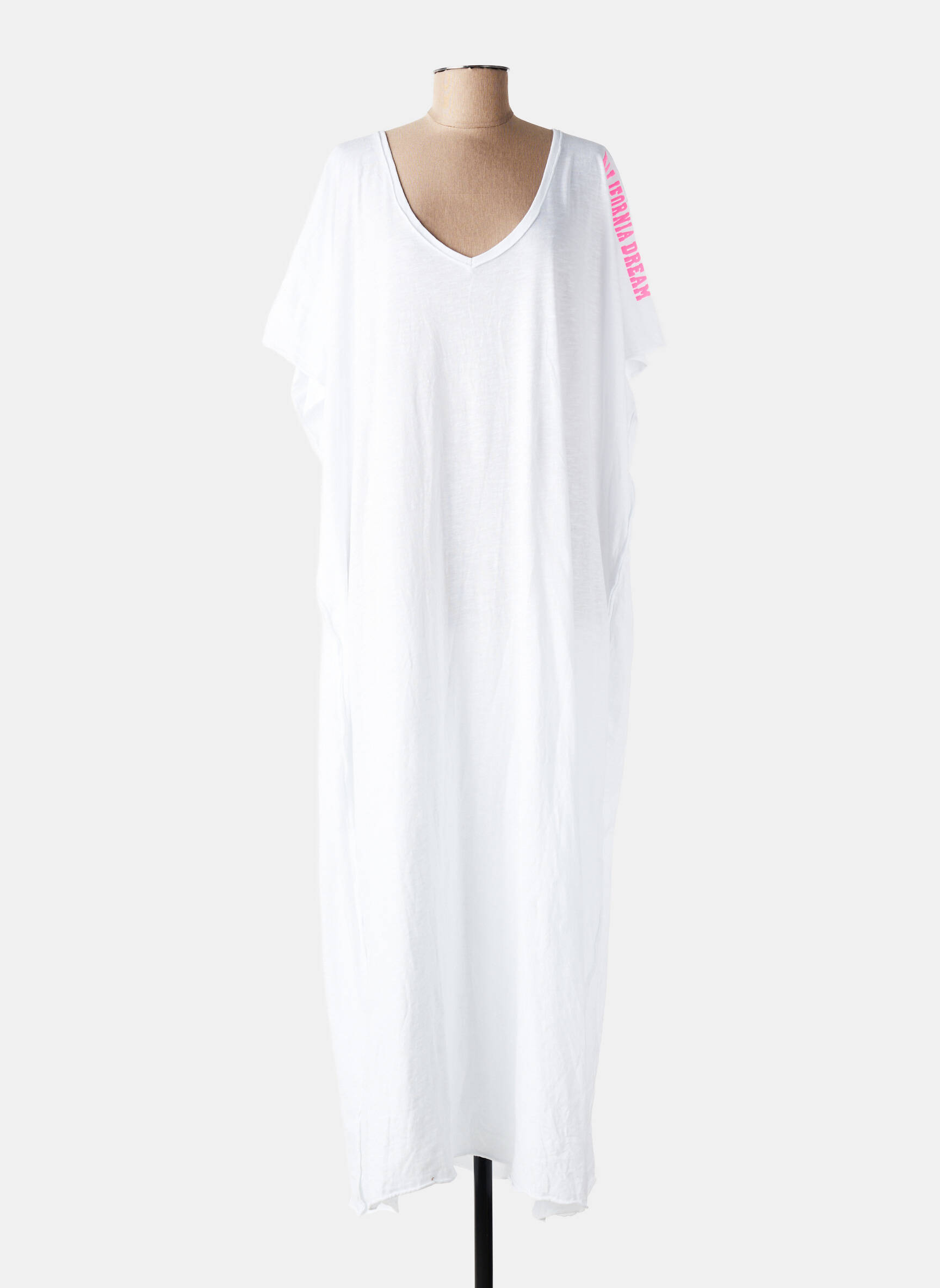 Rochie lungă mâneci scurte mâneci scurte alb KALIFORNIA DREAM femeie