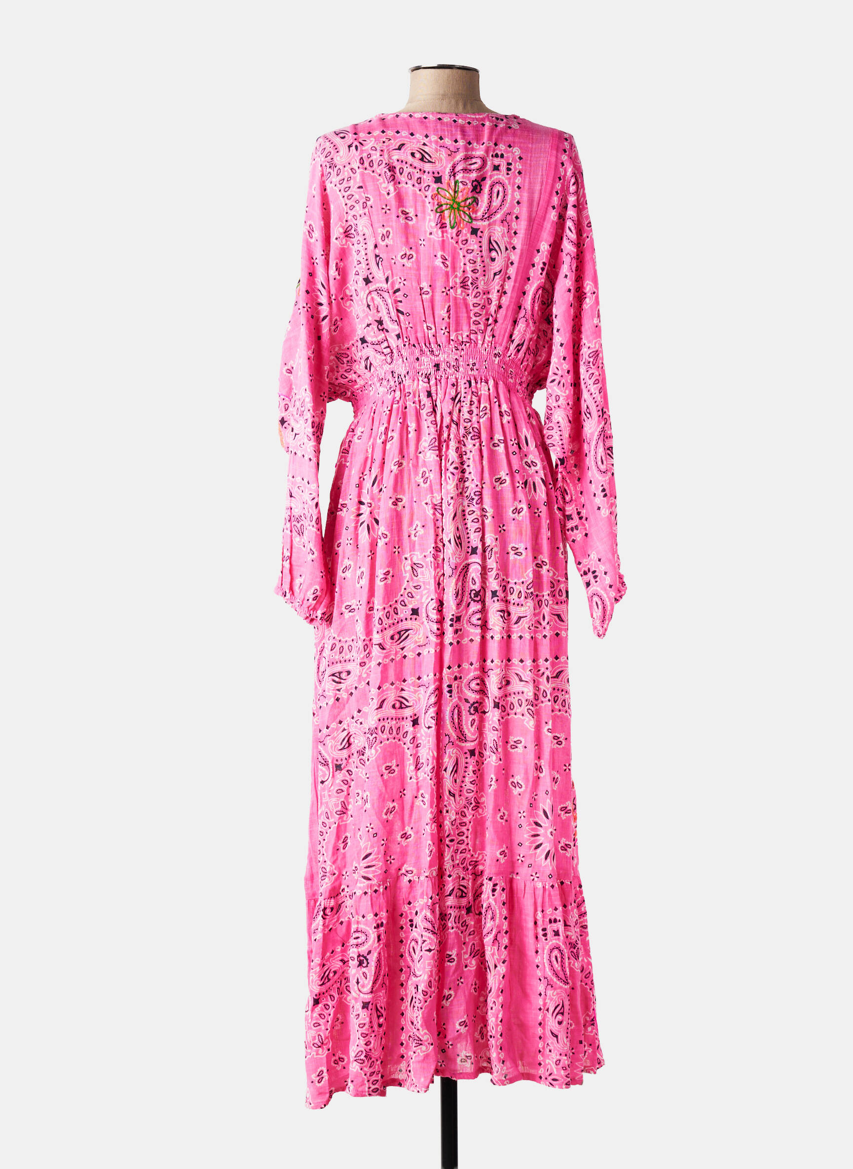 Rochie lungă mâneci lungi mâneci lungi roz GOLD&SILVER PARIS femeie